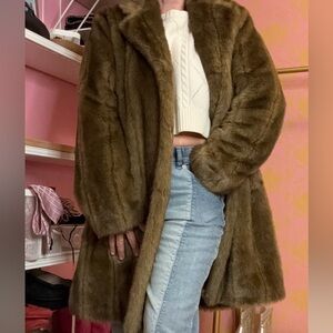 Worthington Brown Faux Fur Coat Vintage 1990’s